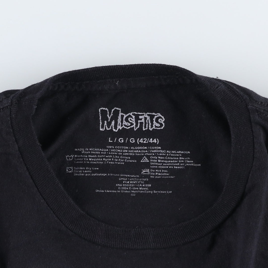 MISFITS Misfits Band T-shirt, Band T, Men's L size cotton black type Vintage Second Hand