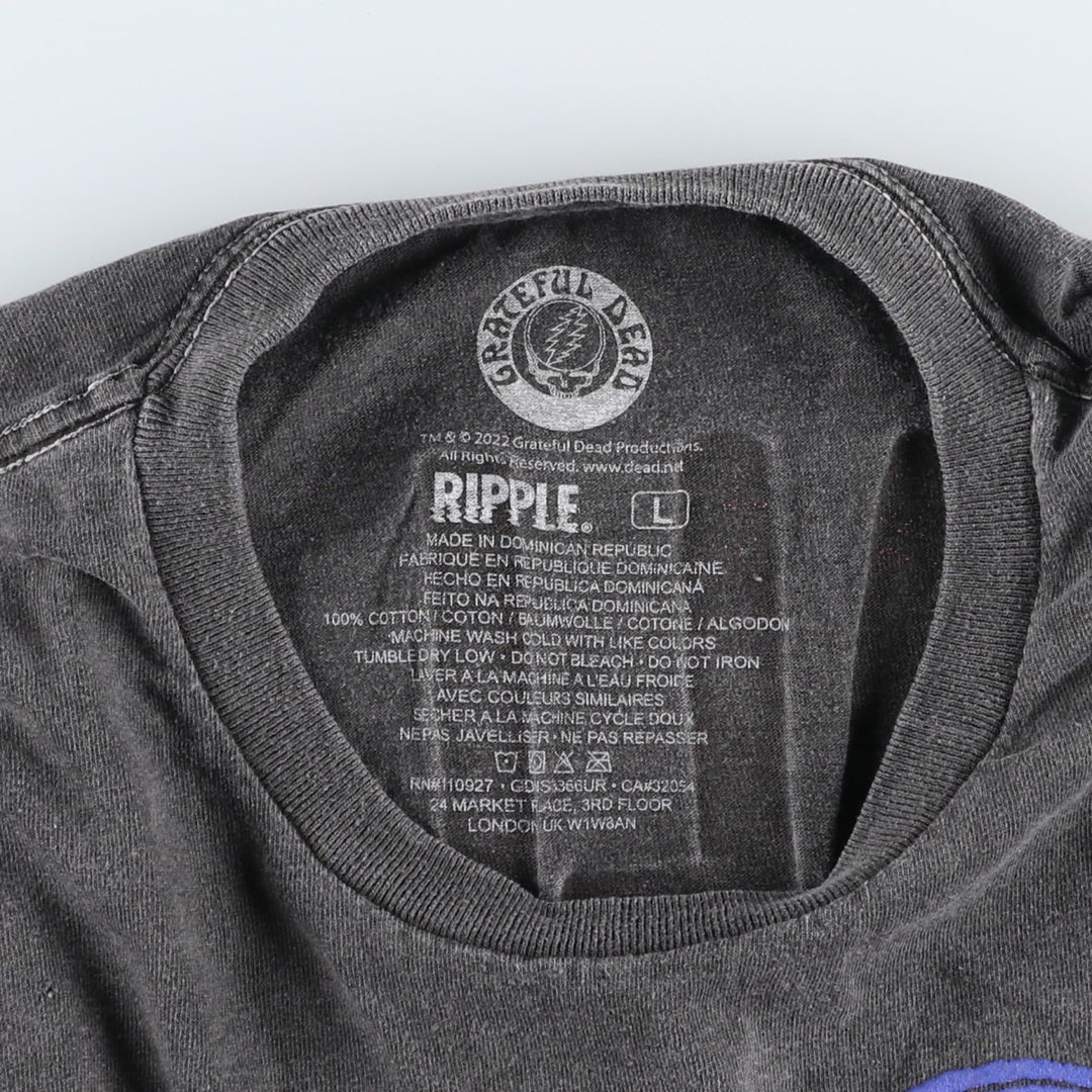 RIPPLE GRATEFUL DEAD Band T-shirt (Men's size L equivalent) cotton Charcoal Vintage Second Hand