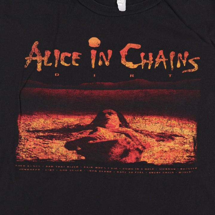 ALICE IN CHAINS band T-shirt, men's size XL unclear black type Vintage Second Hand