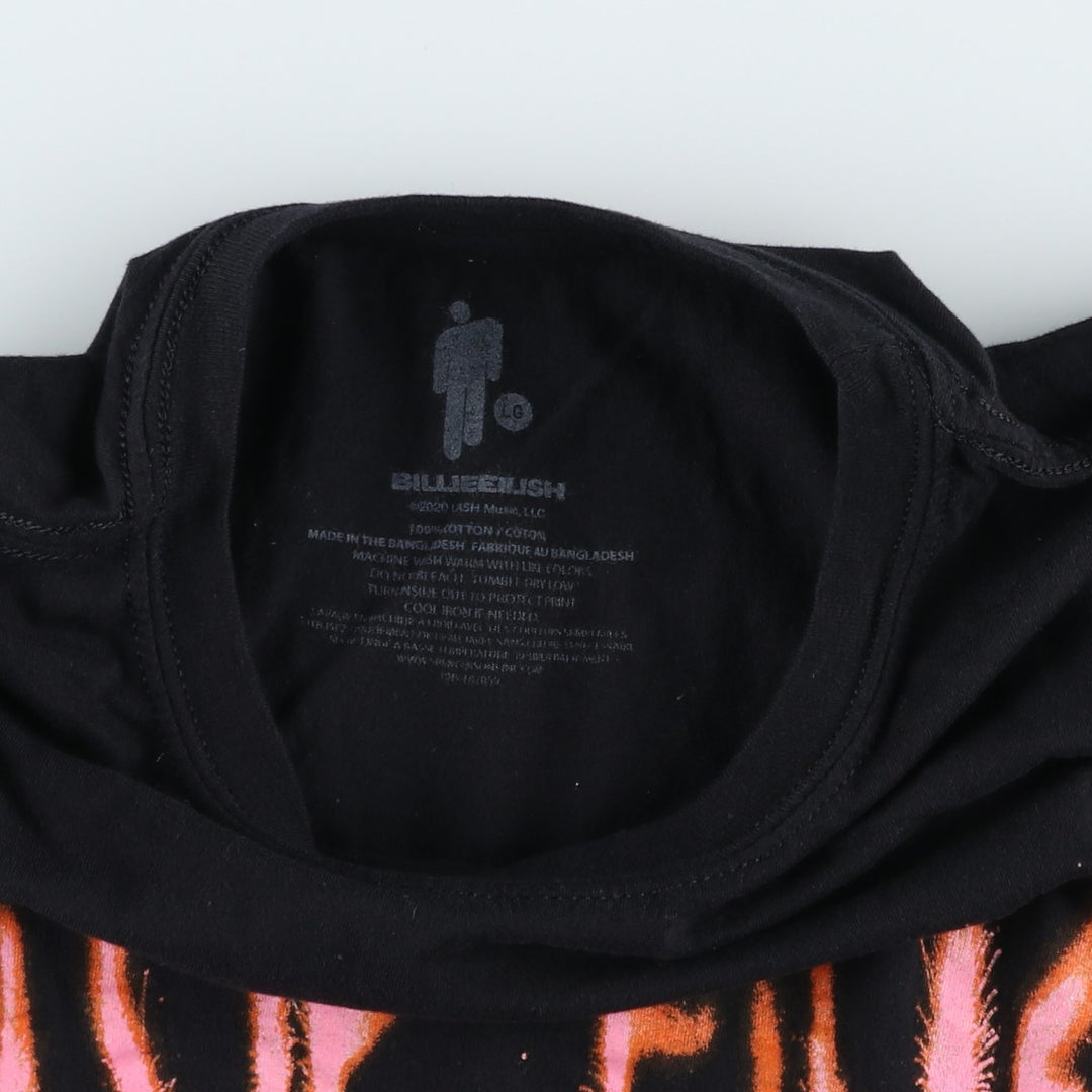 BILLIE EILISH Billie Eilish Band T-shirt Band T Men's L size cotton black type Vintage Second Hand