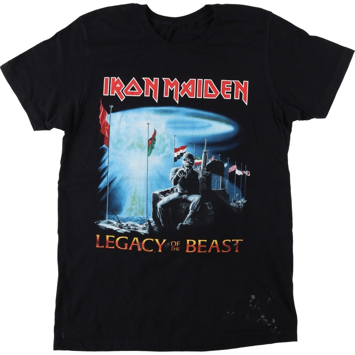 IRON MAIDEN Iron Maiden Band T-shirt Band T Men's M size unclear black type Vintage Second Hand