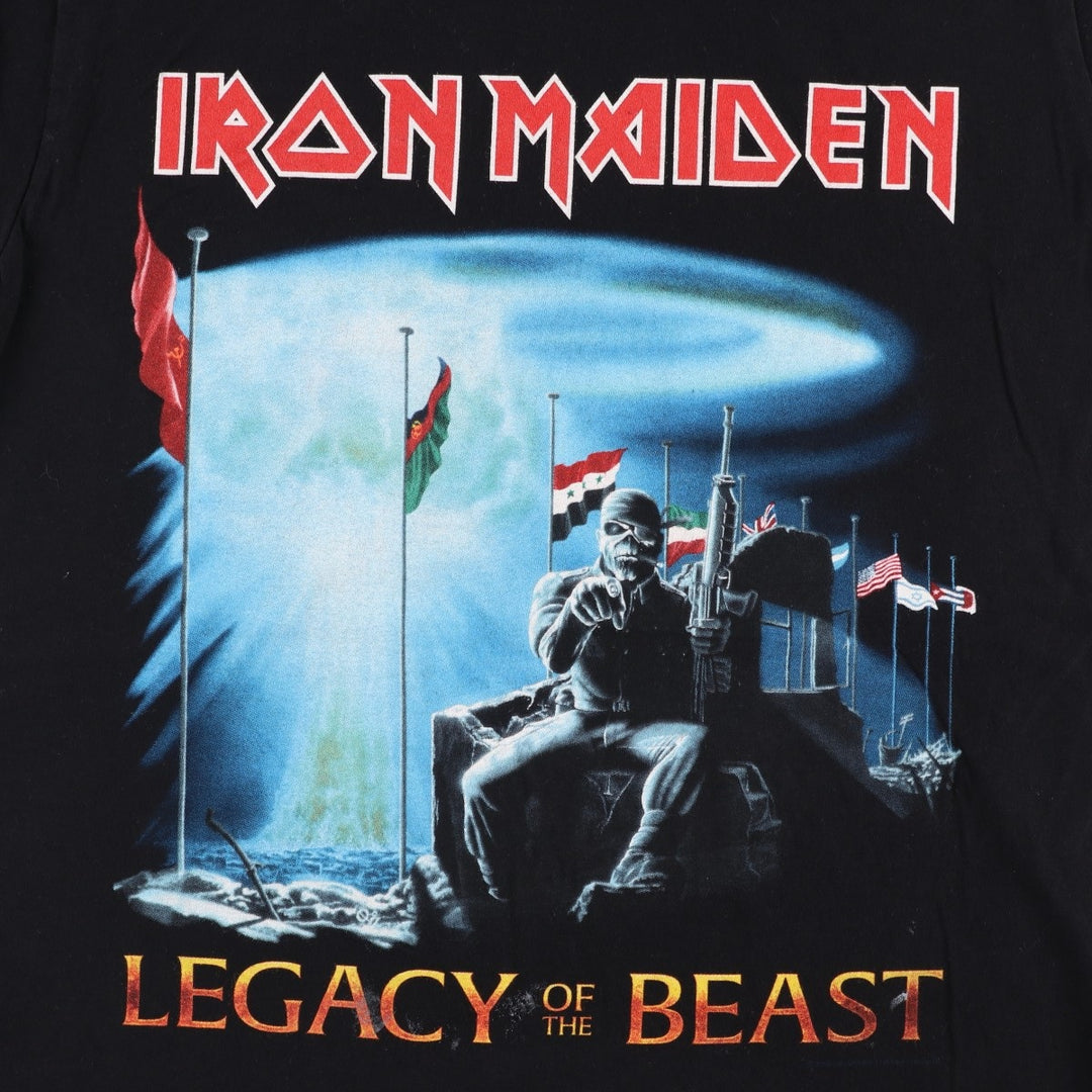 IRON MAIDEN Iron Maiden Band T-shirt Band T Men's M size unclear black type Vintage Second Hand