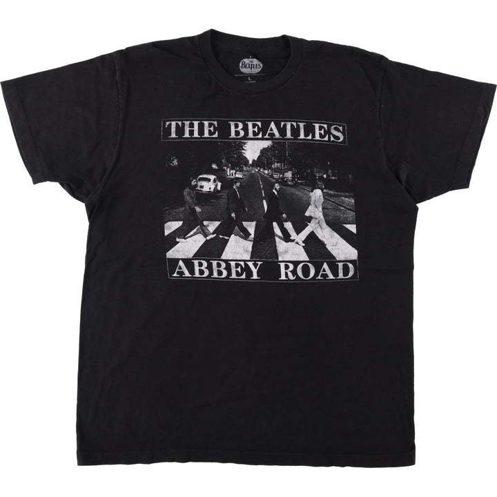 THE BEATLES Band T-shirt, Men's L size cotton black type Vintage Second Hand