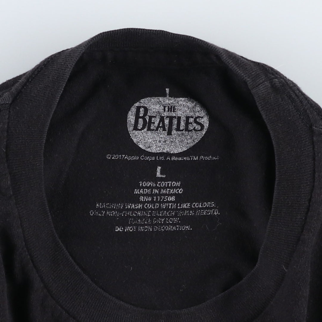 THE BEATLES Band T-shirt, Men's L size cotton black type Vintage Second Hand
