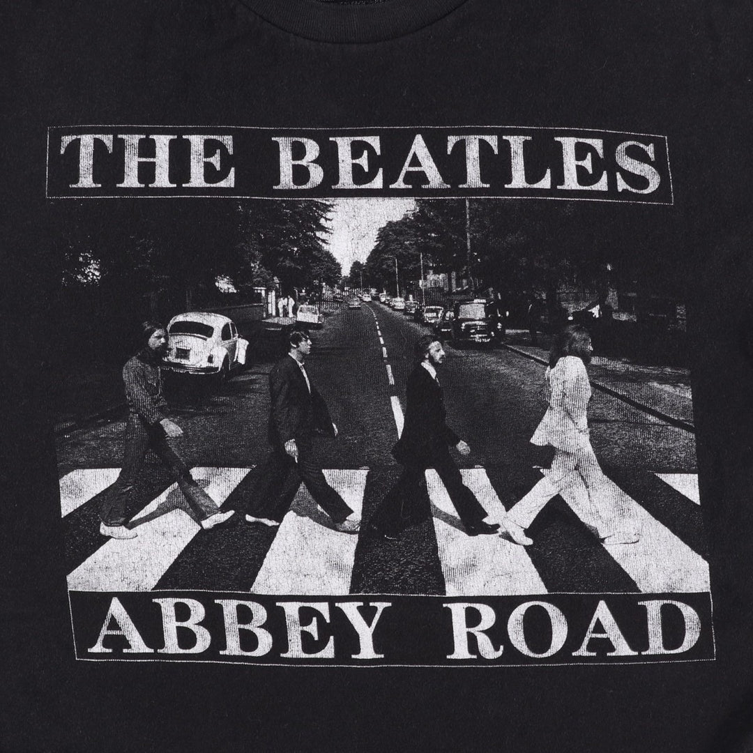 THE BEATLES Band T-shirt, Men's L size cotton black type Vintage Second Hand