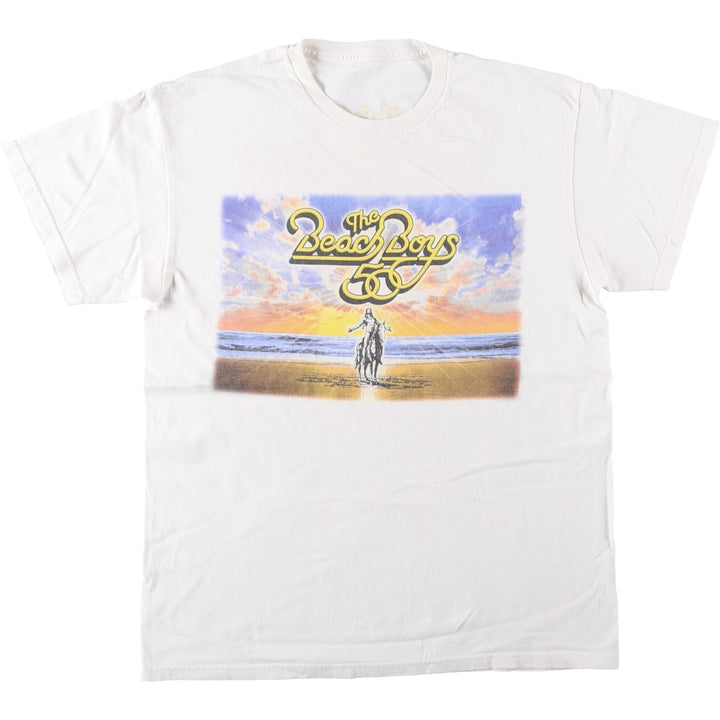 THE BEACH BOYS Band T-shirt (Men's size L equivalent) unclear white type Vintage Second Hand