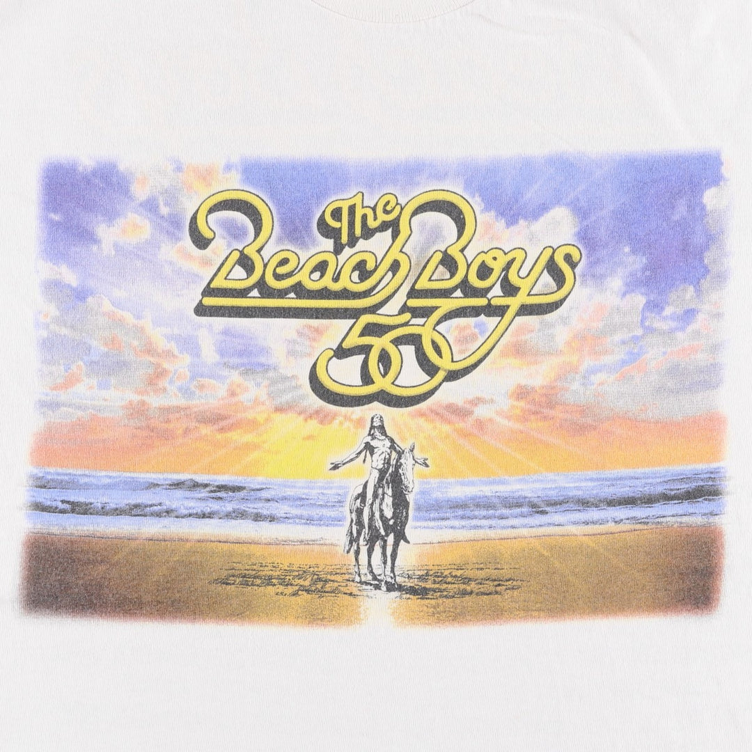 THE BEACH BOYS Band T-shirt (Men's size L equivalent) unclear white type Vintage Second Hand