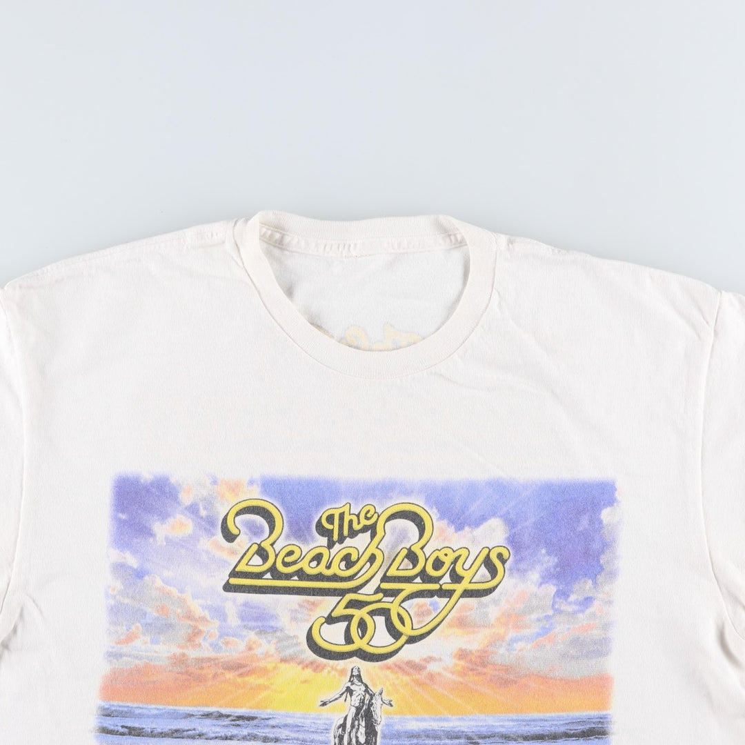 THE BEACH BOYS Band T-shirt (Men's size L equivalent) unclear white type Vintage Second Hand