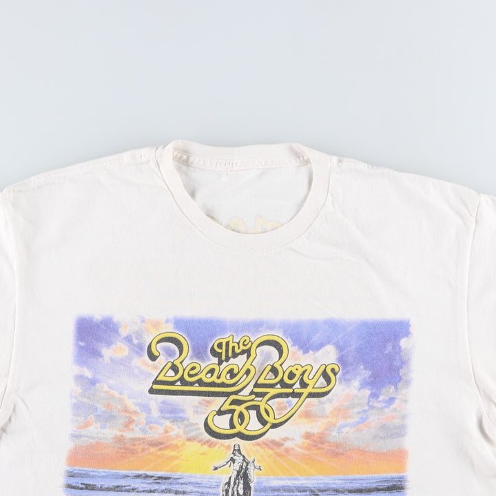THE BEACH BOYS Band T-shirt (Men's size L equivalent) unclear white type Vintage Second Hand
