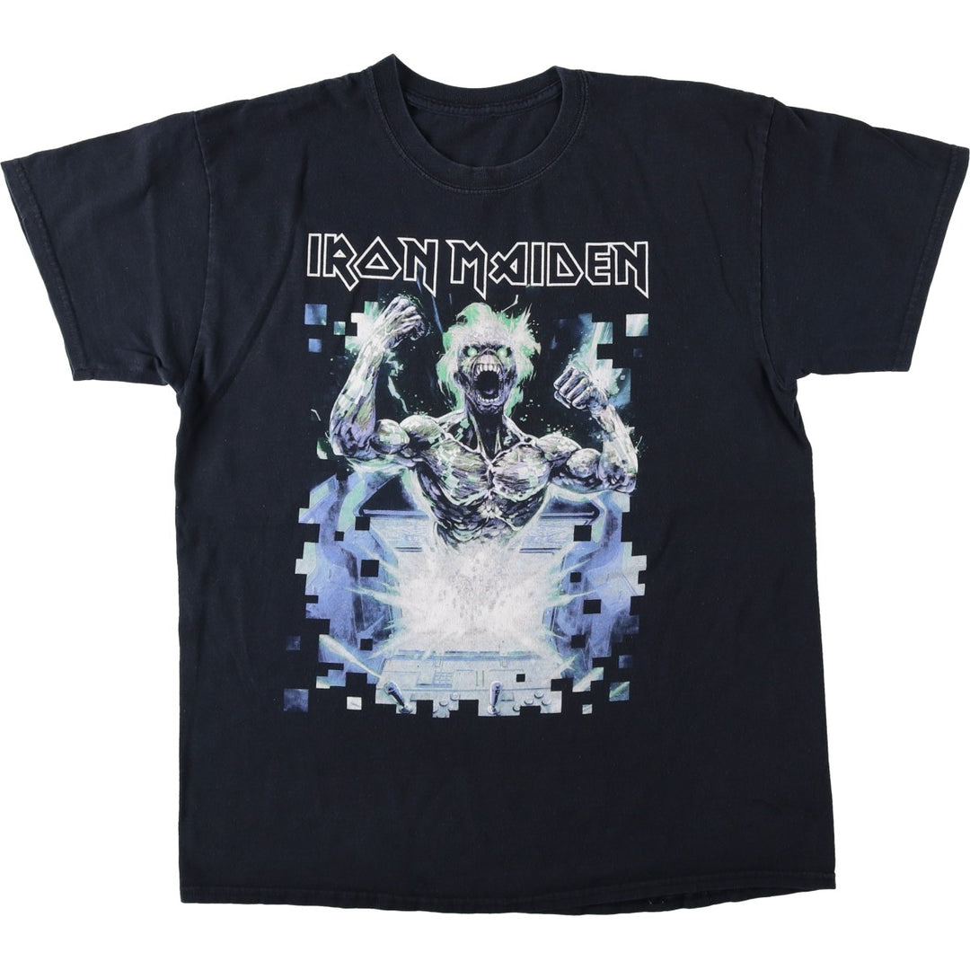 IRON MAIDEN Iron Maiden Band T-shirt Band T Men's L size unclear black type Vintage Second Hand