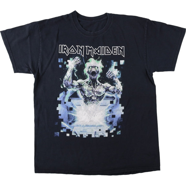 IRON MAIDEN Iron Maiden Band T-shirt Band T Men's L size unclear black type Vintage Second Hand