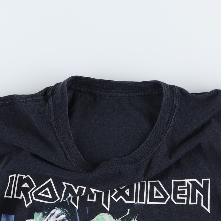 IRON MAIDEN Iron Maiden Band T-shirt Band T Men's L size unclear black type Vintage Second Hand