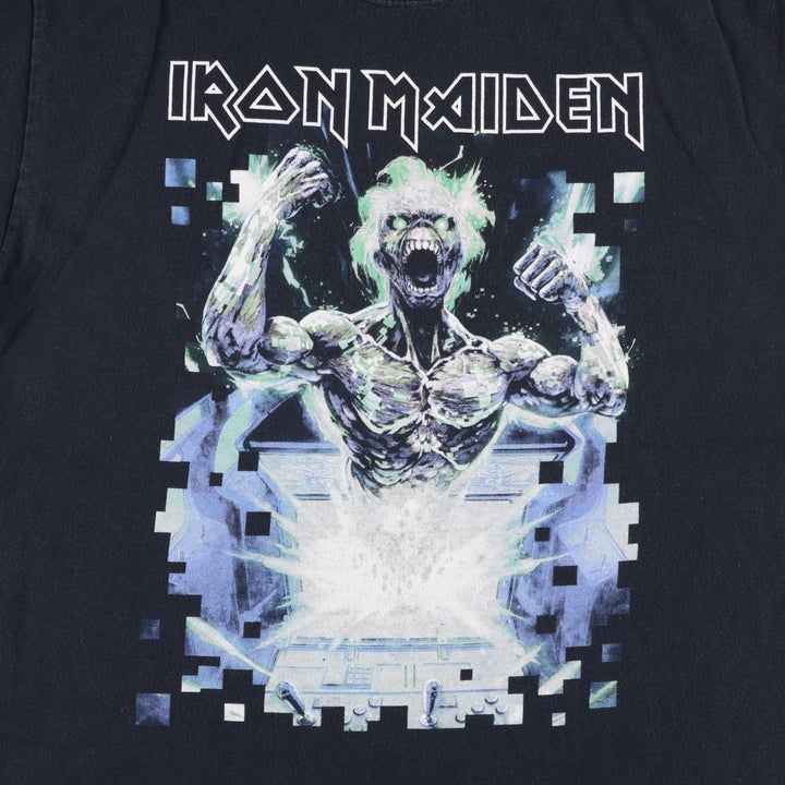 IRON MAIDEN Iron Maiden Band T-shirt Band T Men's L size unclear black type Vintage Second Hand