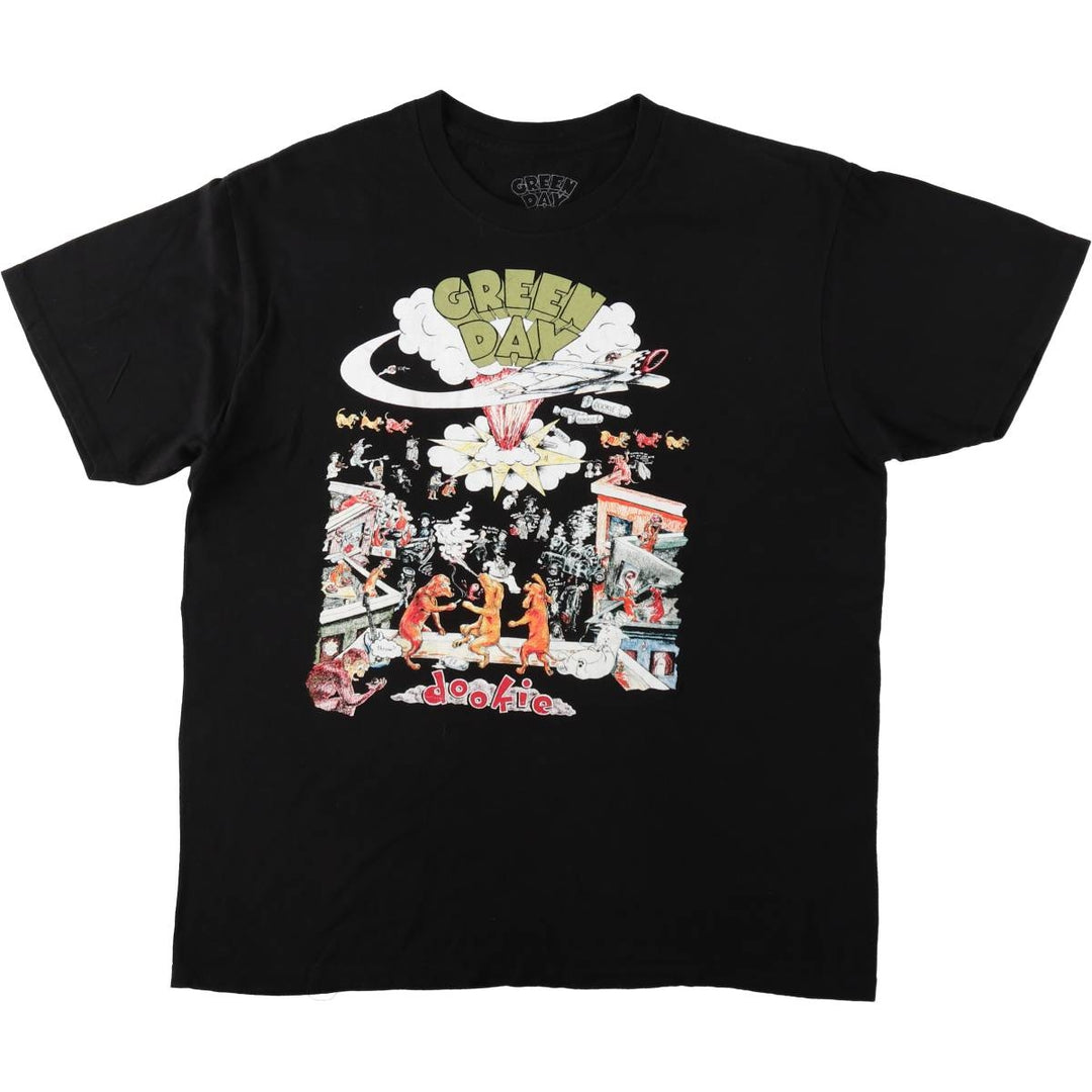 GREEN DAY Green Day Band T-shirt Band T Men's L size cotton black type Vintage Second Hand