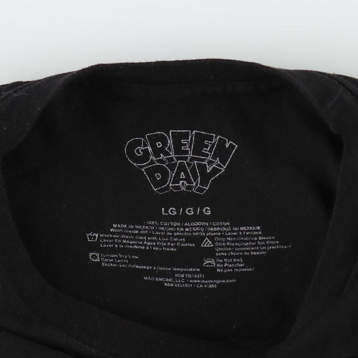 GREEN DAY Green Day Band T-shirt Band T Men's L size cotton black type Vintage Second Hand
