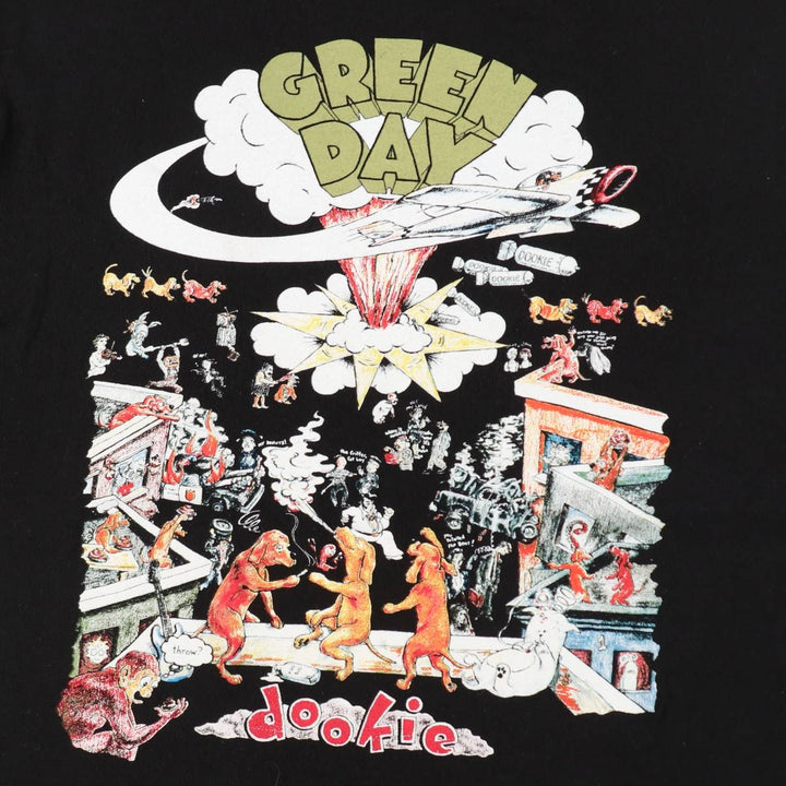 GREEN DAY Green Day Band T-shirt Band T Men's L size cotton black type Vintage Second Hand