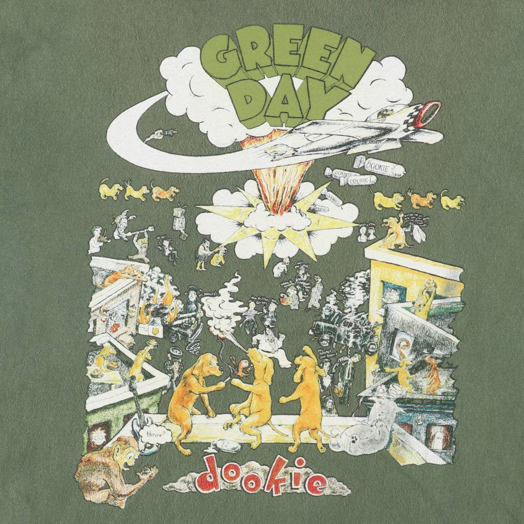 GREEN DAY Green Day Band T-shirt Band T Men's L size cotton green type Vintage Second Hand
