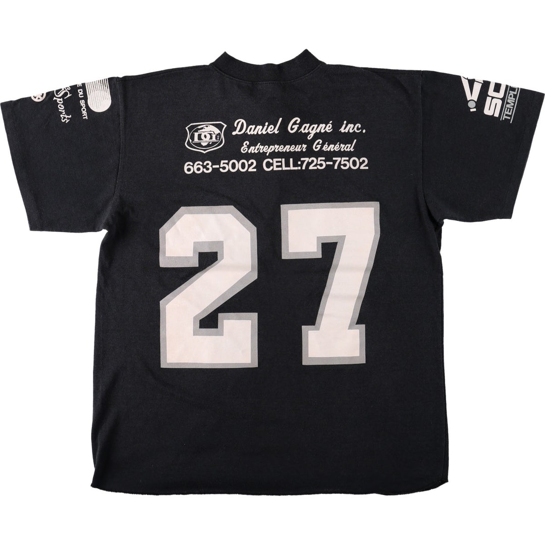90'S Athletic Knit MLB Chicago White Sox Henley Neck Sports Print T-Shirt, Made in Canada, Men's Size L (approx.) polyester black type Vintage Second Hand