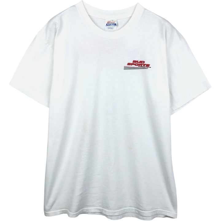 90s-00'S Hanes BUD SPORTS PRODUCTIONS advertising T-shirt, men's size L (approx.) cotton white type Vintage Second Hand