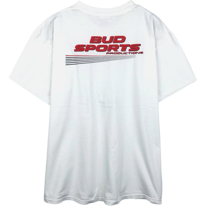 90s-00'S Hanes BUD SPORTS PRODUCTIONS advertising T-shirt, men's size L (approx.) cotton white type Vintage Second Hand