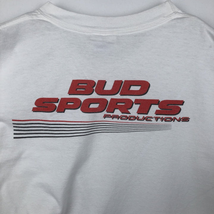 90s-00'S Hanes BUD SPORTS PRODUCTIONS advertising T-shirt, men's size L (approx.) cotton white type Vintage Second Hand