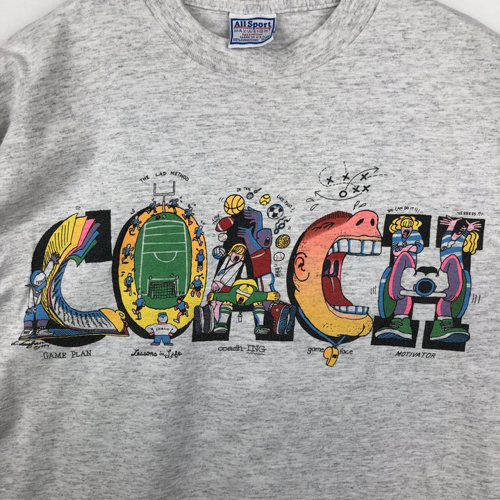 90'S All Sport Art T-Shirt, Made in USA, Men's XL equivalent, Vintage cotton gray type Vintage Second Hand