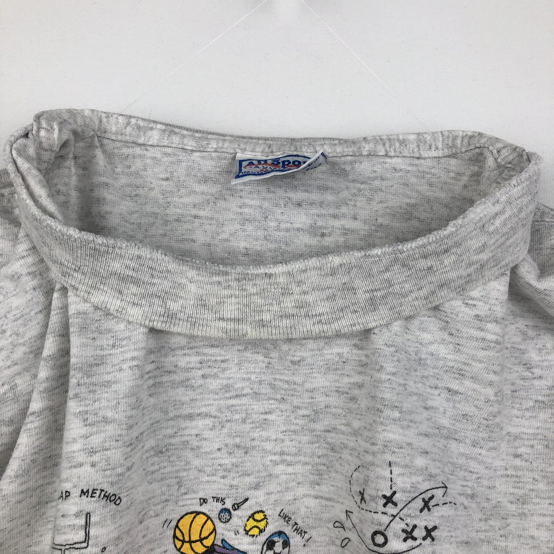 90'S All Sport Art T-Shirt, Made in USA, Men's XL equivalent, Vintage cotton gray type Vintage Second Hand
