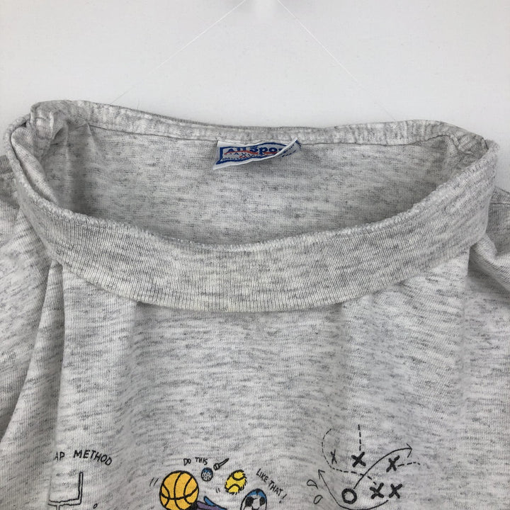 90'S All Sport Art T-Shirt, Made in USA, Men's XL equivalent, Vintage cotton gray type Vintage Second Hand