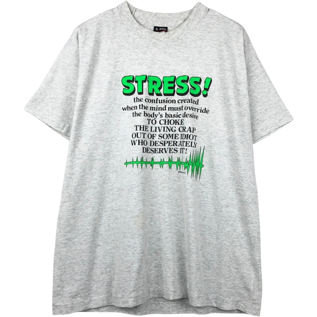 90'S Fruit of the Loom Message Print T-Shirt Made in USA Men's XL Vintage cotton gray type Vintage Second Hand
