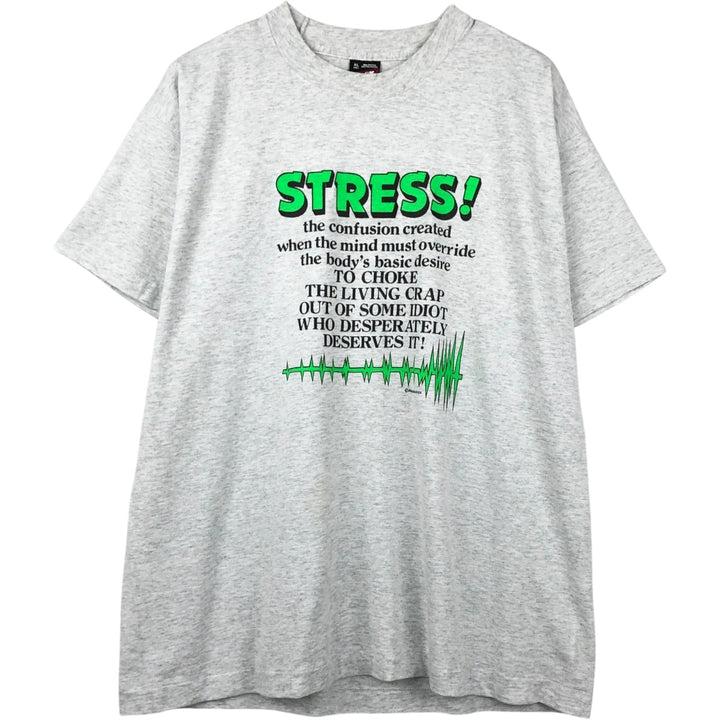 90'S Fruit of the Loom Message Print T-Shirt Made in USA Men's XL Vintage cotton gray type Vintage Second Hand