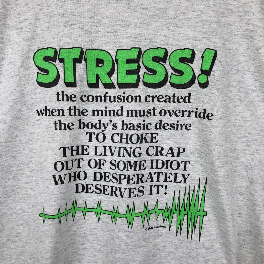 90'S Fruit of the Loom Message Print T-Shirt Made in USA Men's XL Vintage cotton gray type Vintage Second Hand