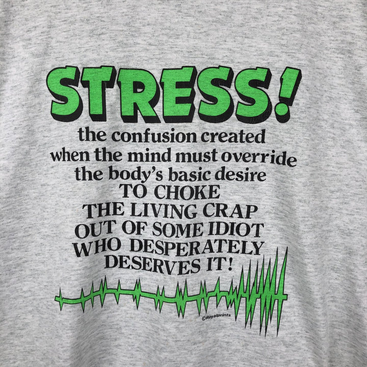 90'S Fruit of the Loom Message Print T-Shirt Made in USA Men's XL Vintage cotton gray type Vintage Second Hand