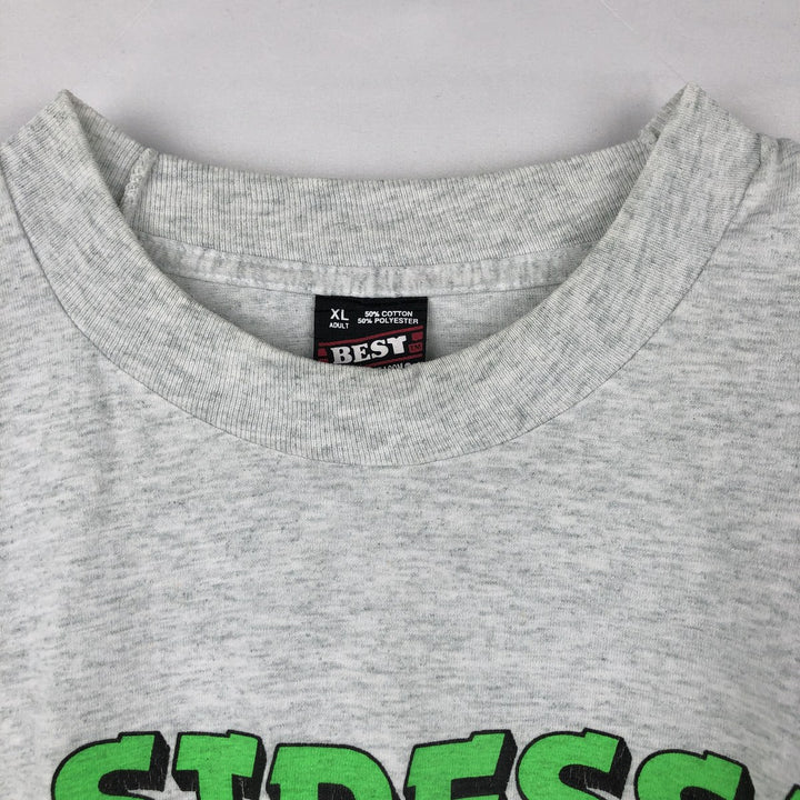 90'S Fruit of the Loom Message Print T-Shirt Made in USA Men's XL Vintage cotton gray type Vintage Second Hand