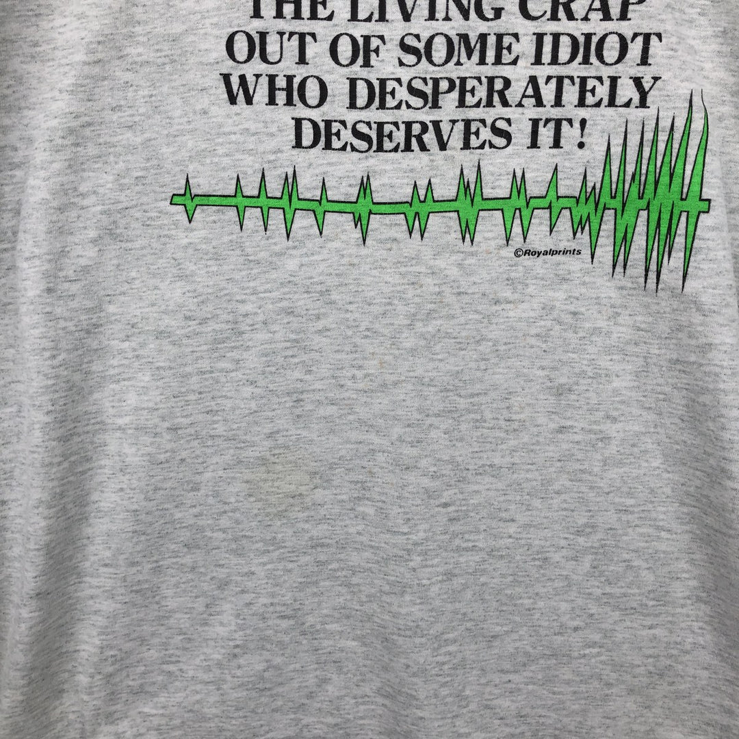 90'S Fruit of the Loom Message Print T-Shirt Made in USA Men's XL Vintage cotton gray type Vintage Second Hand