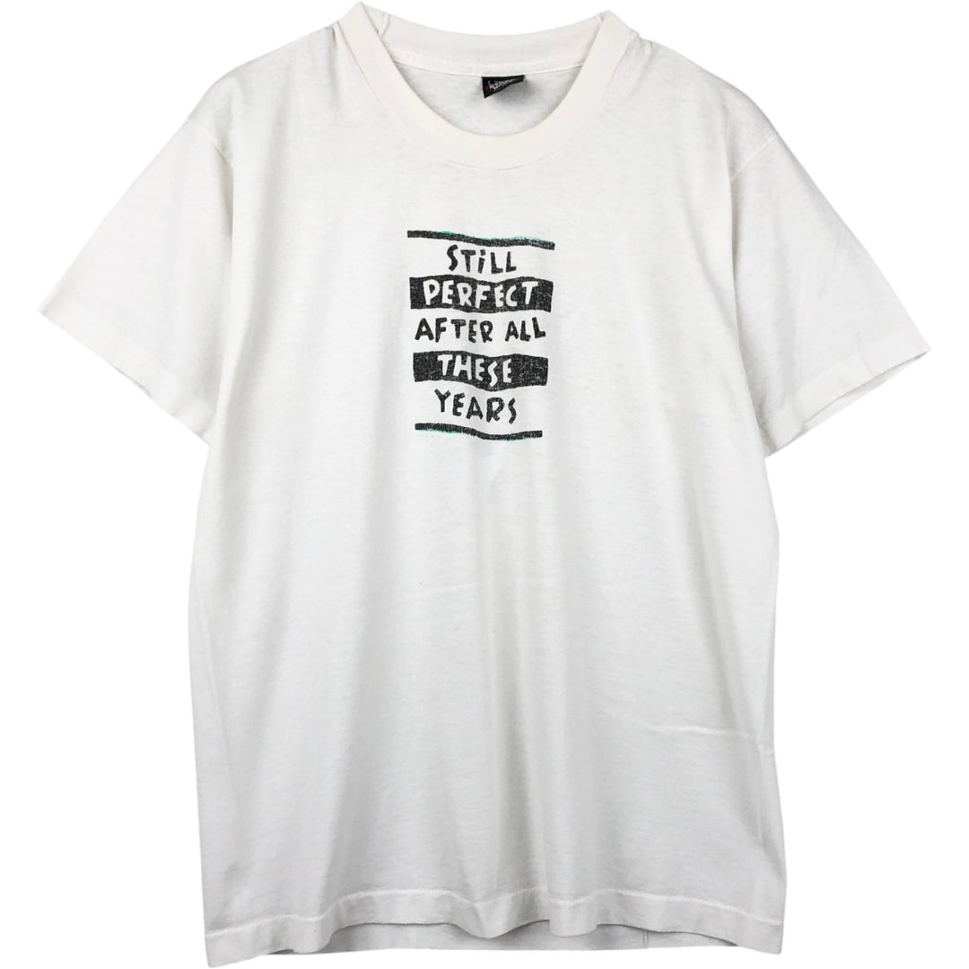~ 90'S Screen Stars Best Message Print T-Shirt, Made in USA, Men's Size L (Equivalent), Vintage cotton white type Vintage Second Hand