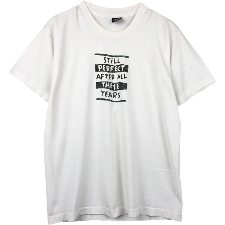 ~ 90'S Screen Stars Best Message Print T-Shirt, Made in USA, Men's Size L (Equivalent), Vintage cotton white type Vintage Second Hand
