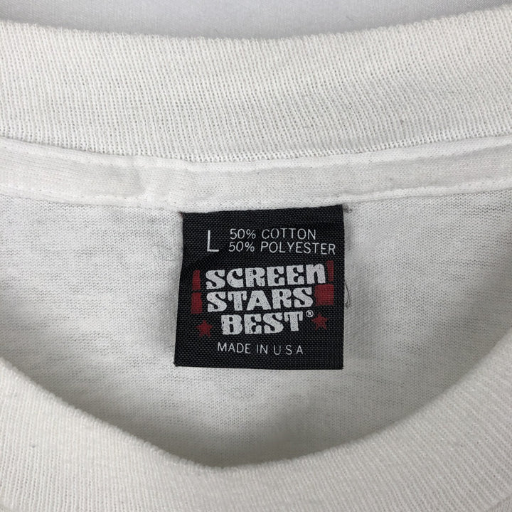 ~ 90'S Screen Stars Best Message Print T-Shirt, Made in USA, Men's Size L (Equivalent), Vintage cotton white type Vintage Second Hand