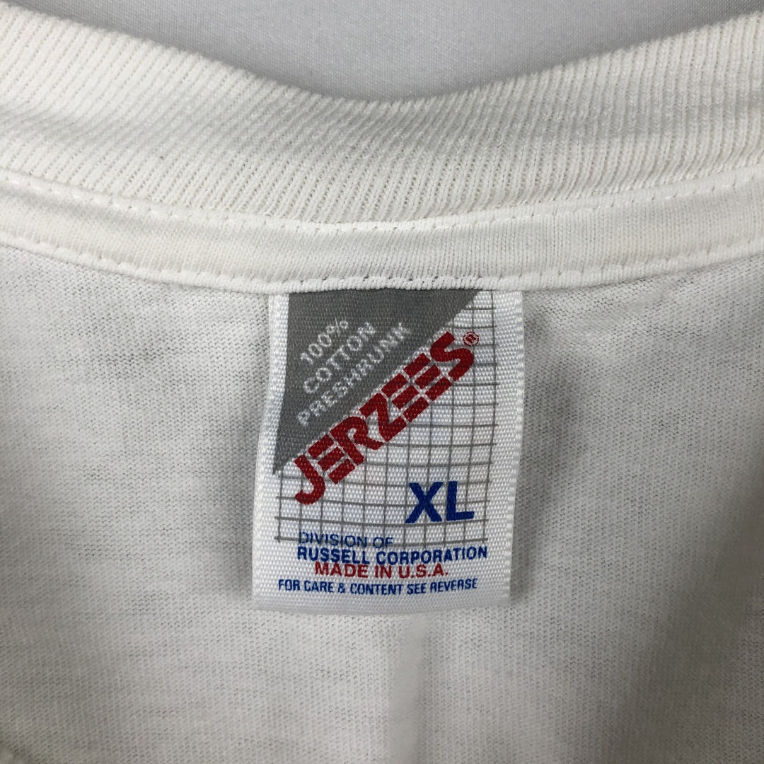 80s-90'S Jerzees message print t-shirt, made in USA, vintage. cotton white type Vintage Second Hand