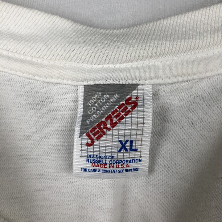 80s-90'S Jerzees message print t-shirt, made in USA, vintage. cotton white type Vintage Second Hand