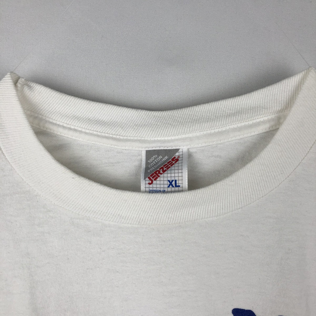 80s-90'S Jerzees message print t-shirt, made in USA, vintage. cotton white type Vintage Second Hand