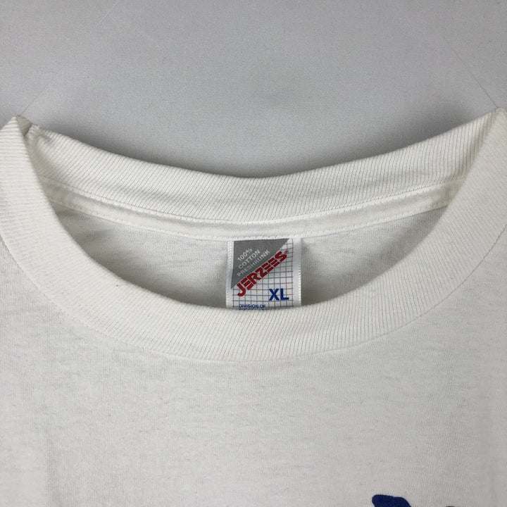 80s-90'S Jerzees message print t-shirt, made in USA, vintage. cotton white type Vintage Second Hand