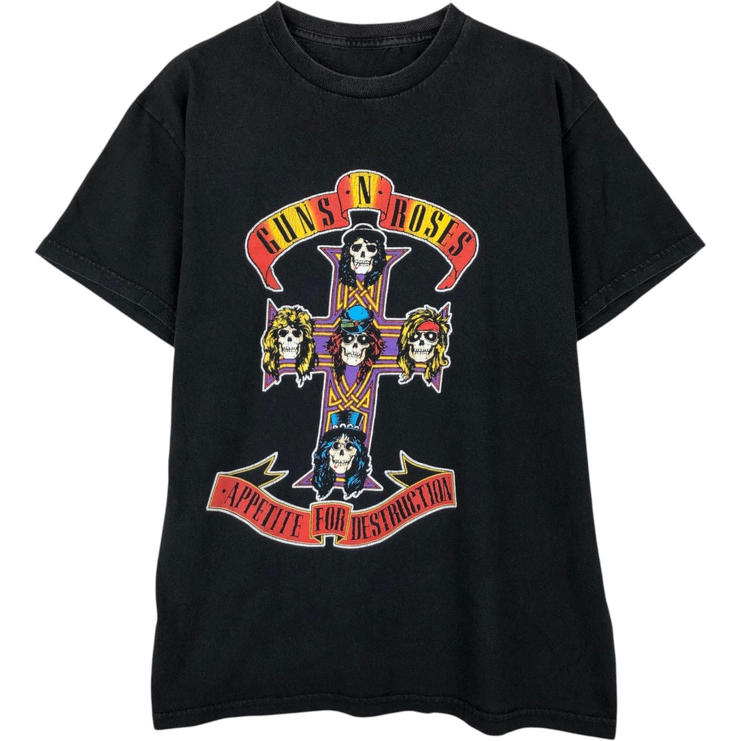 GUNS N' ROSES Guns N' Roses Band T-shirt Band Tee Men's M size unclear black type Vintage Second Hand