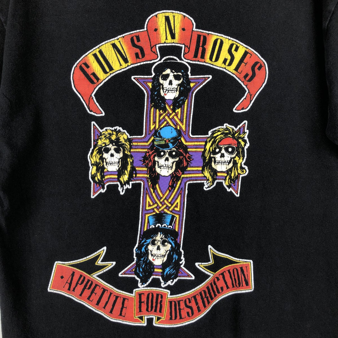 GUNS N' ROSES Guns N' Roses Band T-shirt Band Tee Men's M size unclear black type Vintage Second Hand