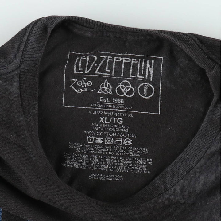 Led Zeppelin Band T-Shirt, Band T, Men's XL cotton black type Vintage Second Hand