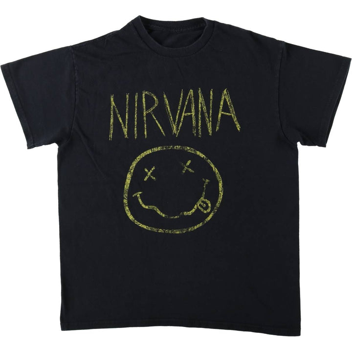 NIRVANA Nirvana Band T-shirt, Band T, Men's M size cotton black type Vintage Second Hand