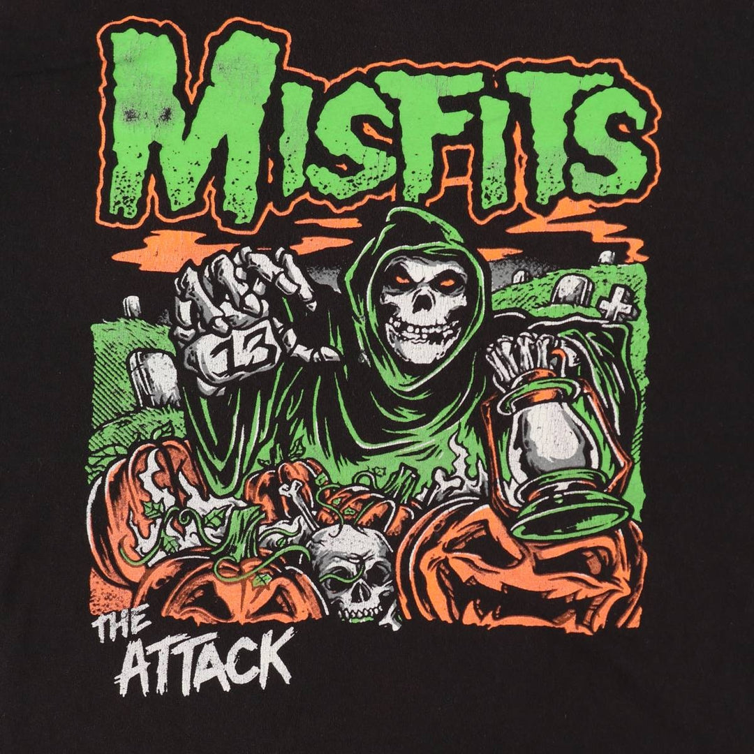 MISFITS Skull Pattern Band T-shirt, Men's XL size unclear black type Vintage Second Hand