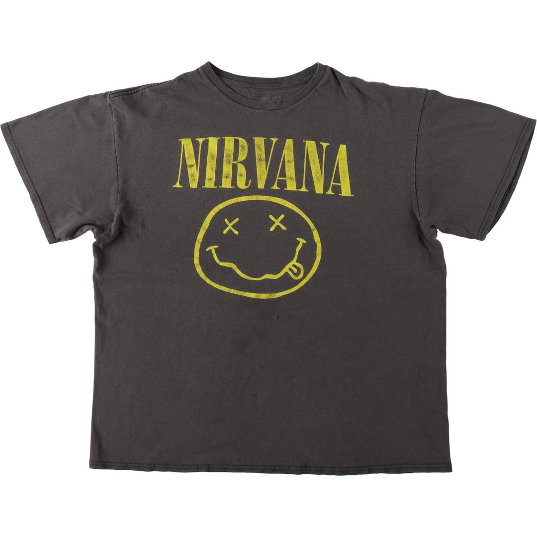 NIRVANA Nirvana Band T-shirt, Band T, Men's L size cotton Charcoal Vintage Second Hand