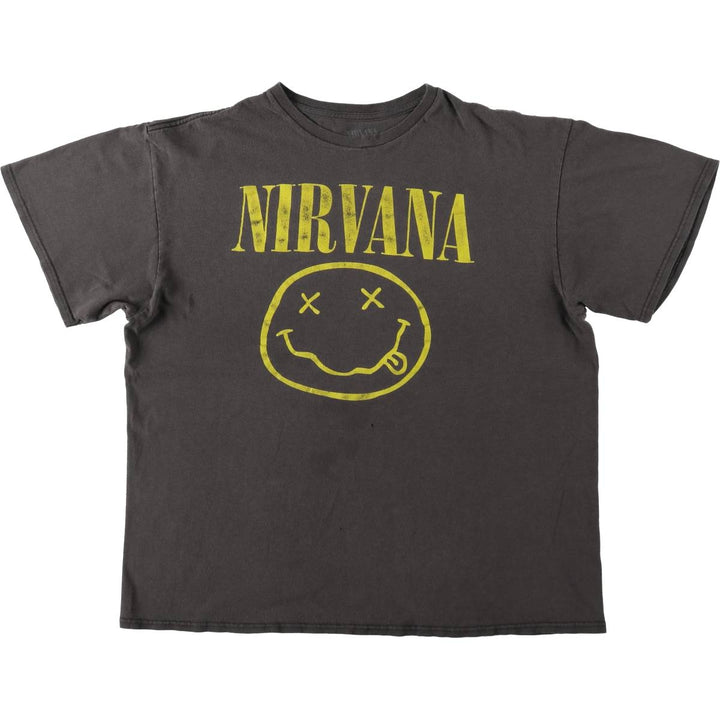 NIRVANA Nirvana Band T-shirt, Band T, Men's L size cotton Charcoal Vintage Second Hand