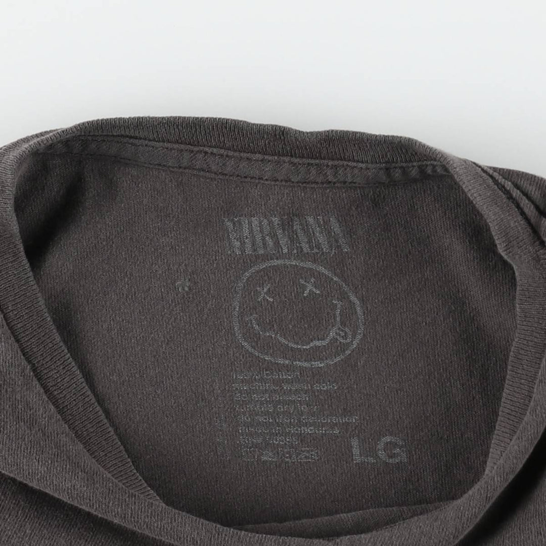 NIRVANA Nirvana Band T-shirt, Band T, Men's L size cotton Charcoal Vintage Second Hand