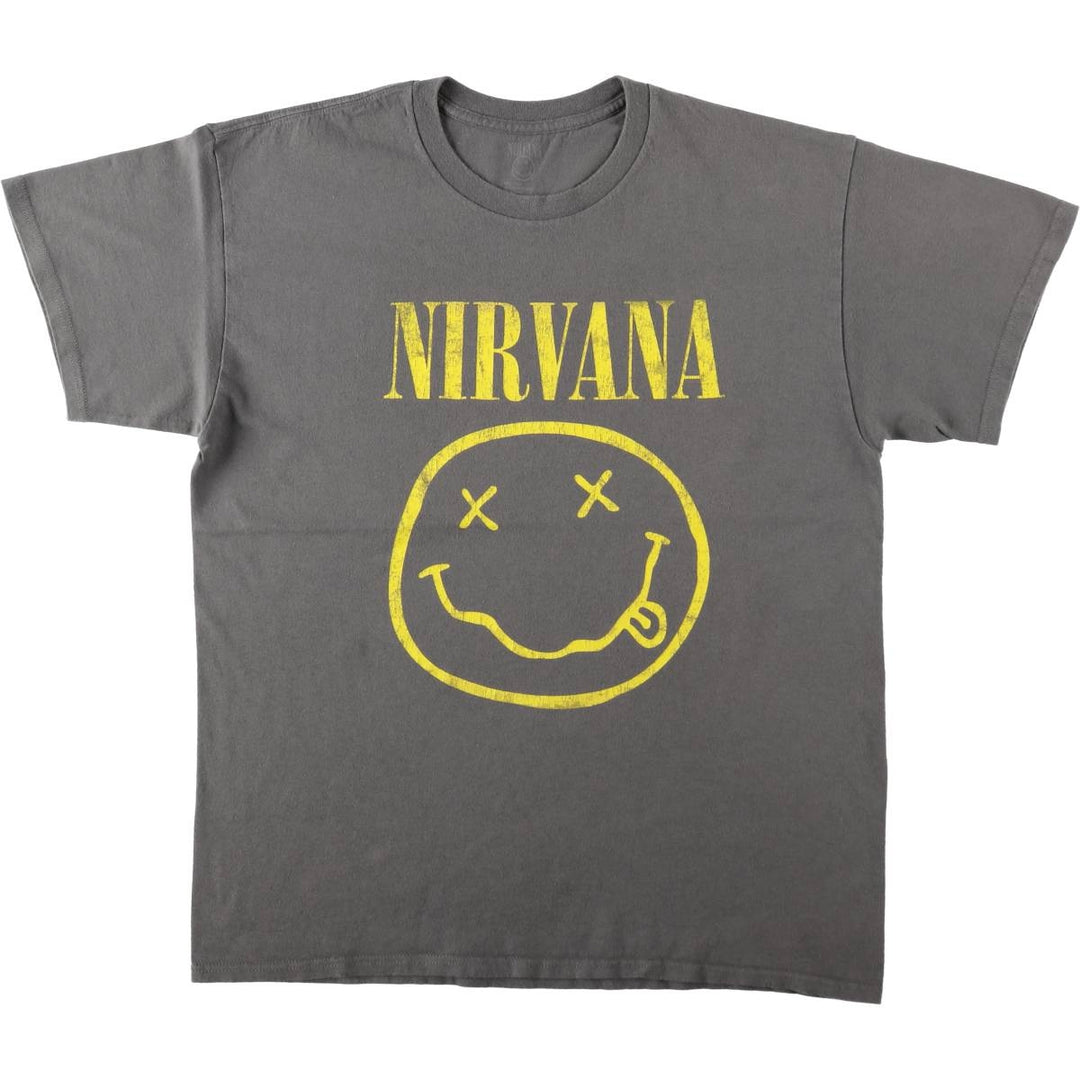 NIRVANA Nirvana Band T-shirt, Band T, Men's L size cotton Charcoal Vintage Second Hand